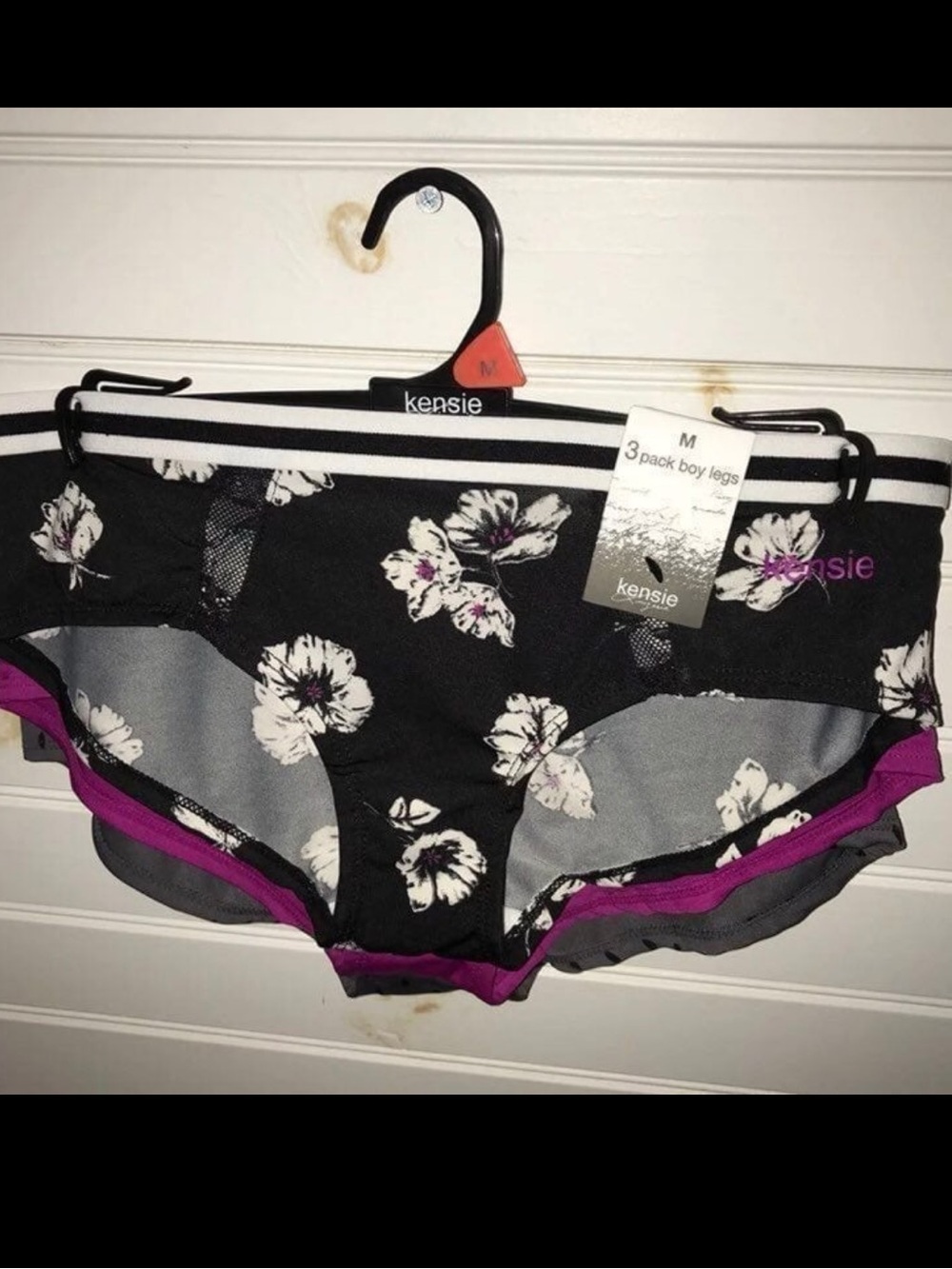 Kensie Black Floral Boyleg Panties